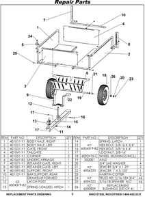Repair Parts Diagram and Parts List for CC-3048HKD 12-cu-ft-1000-lbs Cub Cadet Lawn Tractor Accessories